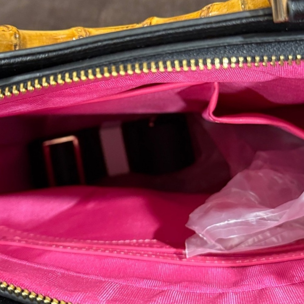 Trina Turk Leather Tote w/ Bamboo Handle - Picture 2 of 5